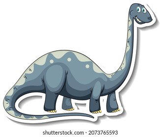 Brachiosaurus dinosaur cartoon character sticker illustration