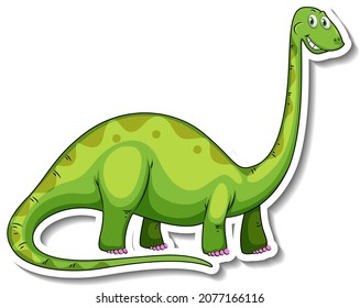 Brachiosaurus dinosaur cartoon character sticker illustration