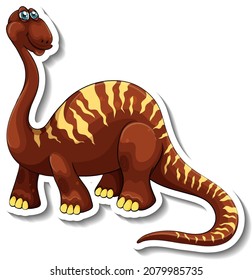 Brachiosaurus dinosaur cartoon character sticker illustration
