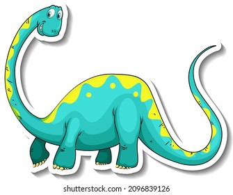 Brachiosaurus dinosaur cartoon character sticker illustration
