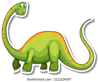 Brachiosaurus dinosaur cartoon character sticker illustration