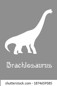 Brachiosaurus Dinosaur design vector illustration. gray dinosaur, gray kids dinosaur name prints, boys bedroom wall art, dino room, children's posters.