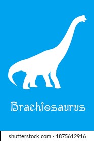 Brachiosaurus Dinosaur design vector illustration. animal silhouette, blue dinosaur, blue kids dinosaur name prints, boys bedroom wall art, dino room, children's posters.