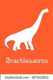 Brachiosaurus Dinosaur design vector illustration. animal silhouette, orange dinosaur, orange kids dinosaur name prints, boys bedroom wall art, dino room, children's posters.
