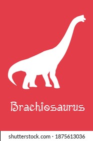 Brachiosaurus Dinosaur Design Vector Illustration. Animal Silhouette, Red Dinosaur, Red Kids Dinosaur Name Prints, Boys Bedroom Wall Art, Dino Room, Children's Posters.