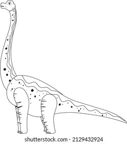 Brachiosaurus dinosaur doodle outline on white background illustration