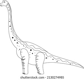 Brachiosaurus dinosaur doodle outline on white background illustration