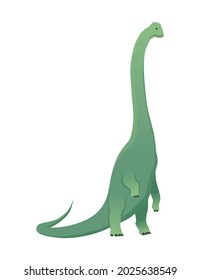 Brachiosaurus dinosaur flat icon. Colored isolated prehistoric reptile monster on white background. Herbivorous vector cartoon dino animal