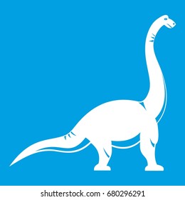 Brachiosaurus dinosaur icon white isolated on blue background vector illustration