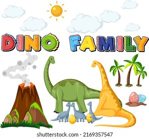 Brachiosaurus dinosaur with nature elements illustration