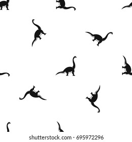 Brachiosaurus dinosaur pattern repeat seamless in black color for any design. Vector geometric illustration