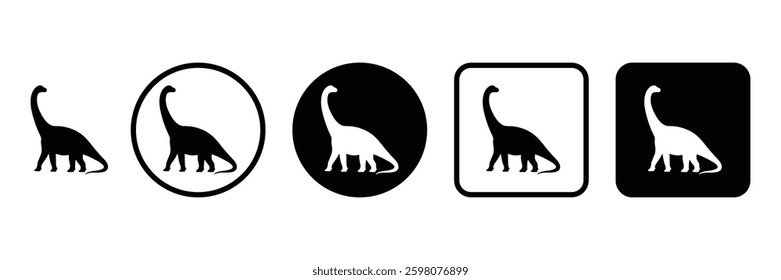 Brachiosaurus Dinosaur Silhouette Icons in Black and White