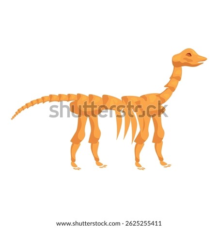 Brachiosaurus dinosaur skeleton standing on two legs, paleontology and archeology icon