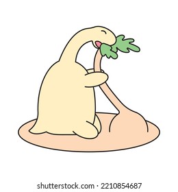Brachiosaurus dinosaurs, Cute dinosaurs cartoon characters, Vector illustrations isolated.