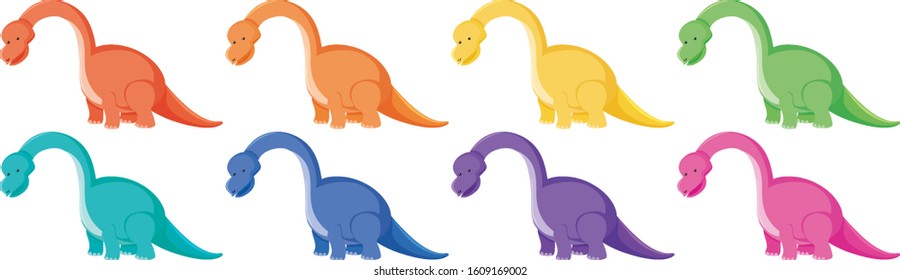 Brachiosaurio en ocho colores diferentes