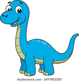 brachiosaurus feliz Dinosaur Doodle Flat Art Illuatration