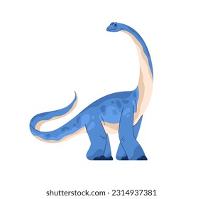 Brachiosaurus, prehistoric dinosaur. Extinct dino with long neck, tail. Prehistory reptile herbivorous animal of Jurassic period. Flat vector illustration isolated on white background