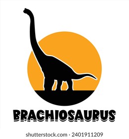 Brachiosaurus Sauropod Dinosaur Silhouette for T Shirt Print