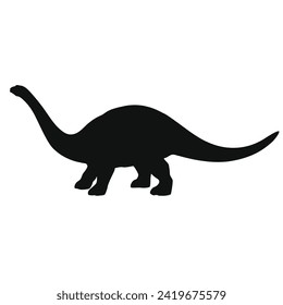 Brachiosaurus silhouette icon sign. Dinosaur black symbol design. Dino vector illustration isolated on white background. Jurassic prehistoric animal.