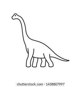 Brachiosaurus vector contour. Sauropod outline dinosaur. Diplodocus isolated on white background