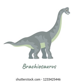 	
Brachiosaurus.  Vector cute flat dinosaur. Funny cartoon illustration isolated on white.