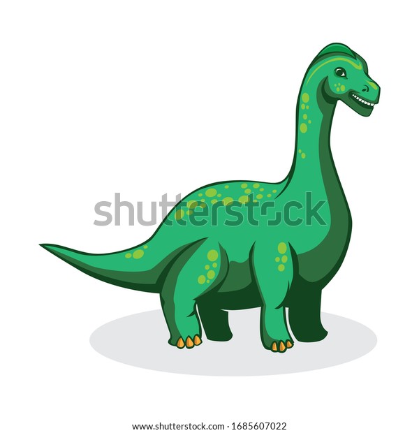 Brachiosaurus Vector Drawing Cartoon Illustration Stock Vector (Royalty ...