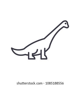 brachiosaurus vector line icon, sign, illustration on background, editable strokes