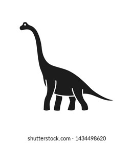 Brachiosaurus vector silhouette. Sauropod dinosaur. Diplodocus black silhouette isolated on white background