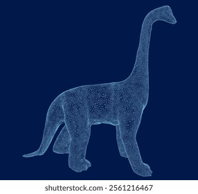 brachiosaurus wireframe. 3D. Vector illustration