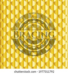 Bracing gold badge. Scales pattern. Vector Illustration. Detailed. 