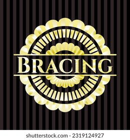 Bracing gold badge. Vector Illustration. Detailed. 