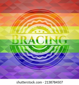 Bracing lgbt colors emblem. Vector Illustration. Mosaic. 