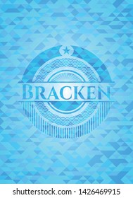 Bracken sky blue emblem with triangle mosaic background
