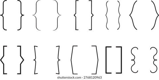 Bracket and Curly Braces Set: A collection of various brackets and curly braces, illustrating the fundamental components for organization, structuring and grouping of information.png