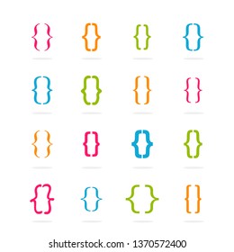 Bracket curly. Set of bracket form with various colors. Vector illustration