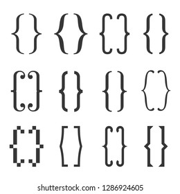 Bracket Curly Set on White Background. Vector