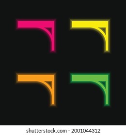 Bracket four color glowing neon vector icon