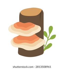 Bracket Fungus Tree Mushroom Growing on Log Wood Vector