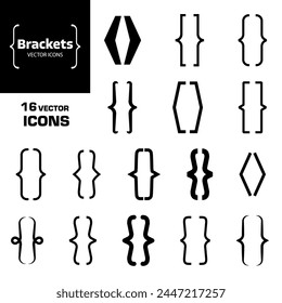 Bracket icon. Brackets border. Brackets border set. Quote frame.