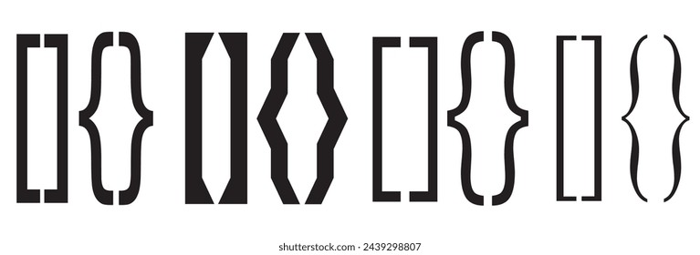 Bracket icon collection. Black bracket set.Icons vintage typography symbol.Vector illustration.