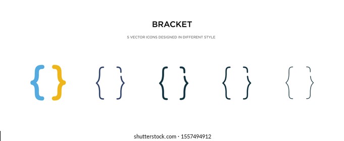 bracket icon in different style vector illustration. two colored and black bracket vector icons designed in filled, outline, line and stroke style can be used for web, mobile, ui