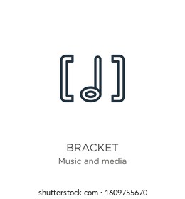 Bracket icon. Thin linear bracket outline icon isolated on white background from music and media collection. Line vector sign, symbol for web and mobile