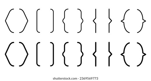 Bracket parenthesis, text brackets, braces, quote, banner icon set