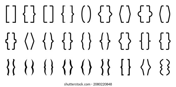 Bracket parenthesis vector icon. Curly bracket for text, vector stock illustration