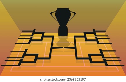 Bracket of sport tournament, blank elimination event sign, playoff match vector illustration.