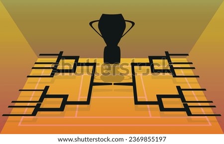 Bracket of sport tournament, blank elimination event sign, playoff match vector illustration.