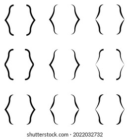 Bracket text set original vector collection. Curly braces, square and corner parentheses. Bracket punctuation shapes for messages. calligraphy communication typography symbols