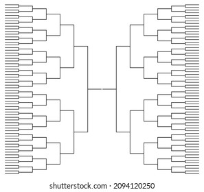 Bracket tournament. Basketball or football team in bracket tournament. Blank template for sport. 32 teams in tourney. Championship with playoff, final. Mockup of games. Vector.