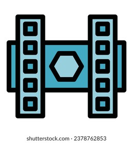 Bracket vesa icon outline vector. Wall display. Cinema service color flat
