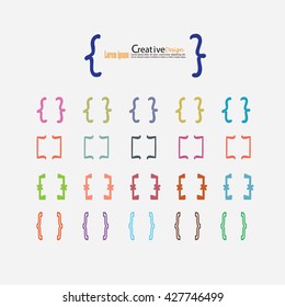 Bracket.brace. curly brackets icon vector.  vector illustrator